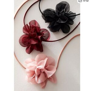 Free People Burgundy and Pink Floral Hair Accessory